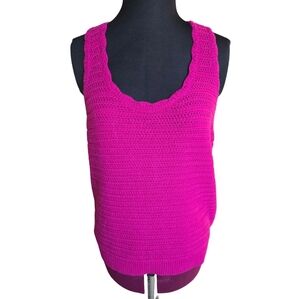 LOFT Fuchsia Knit Sleeveless Top Size M Casual Chic Minimalist Spring Top